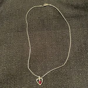 Ruby and Silver Necklace with Heart Charm